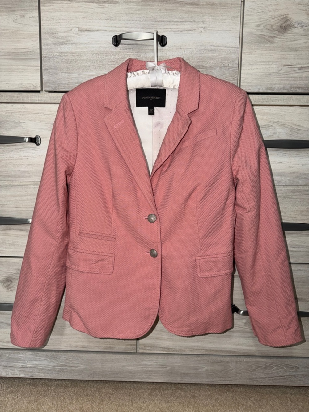 Banana Republic Pink Textured Two-Button Blazer